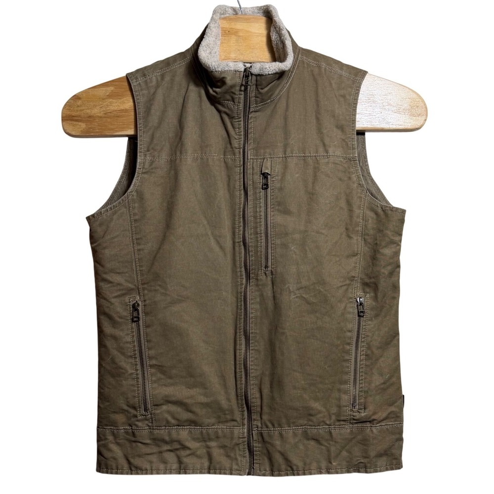 Kuhl Interceptr Vest Mens Medium Brown Cotton Canvas Fleece Lined Style 1057